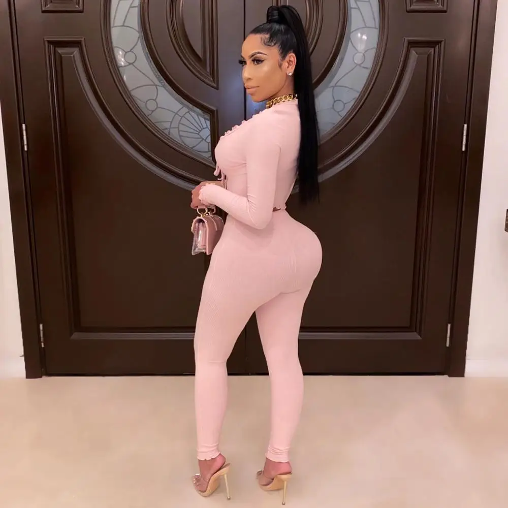 Wholesale Two Piece Set Casual Long Sleeves Top and Pants Set Female Solid Skinny Women Pink Clothing Tracksuit Clubwear
Wholesale Two Piece Set Casual Long Sleeves Top and Pants Set Female Solid Skinny Women Pink Clothing Tracksuit Clubwear