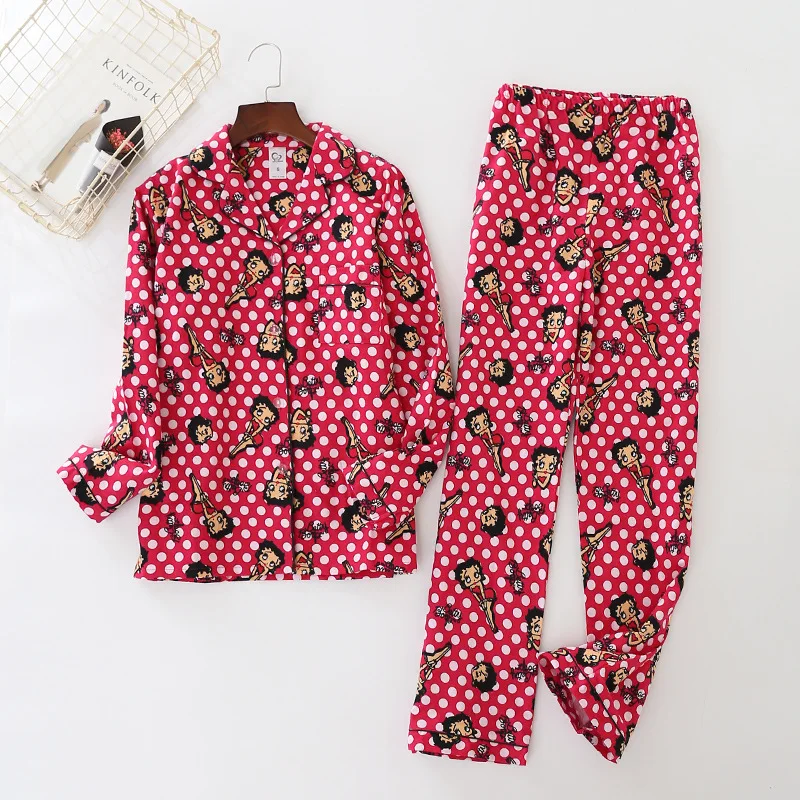 New Product Brushed Cloth Long-sleeved Pajamas Women's Spring and Summer Cardigan Lapel Print Plus Size Cotton Home Service Suit
New Product Brushed Cloth Long-sleeved Pajamas Women's Spring and Summer Cardigan Lapel Print Plus Size Cotton Home Service Suit