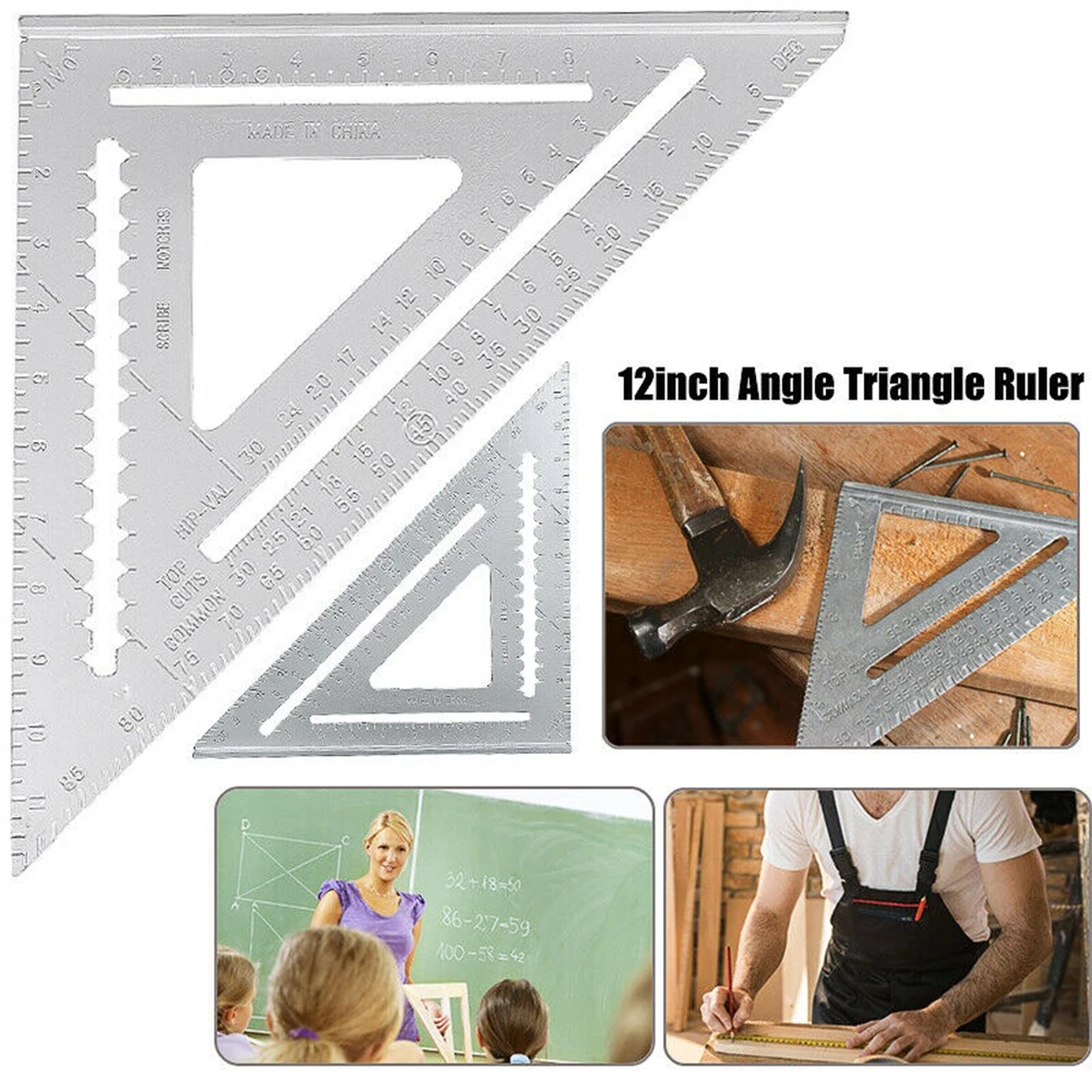 Measuring Triangle Ruler Aluminum Alloy 12" Engineering Tool Education