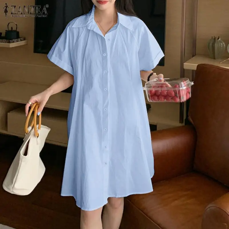 ZANZEA Women Elegant Street Robe Faldas Largas Street Dress Summer Sundress Femme Clothing Casual Short Sleeve Vestidos Oversize
ZANZEA Women Elegant Street Robe Faldas Largas Street Dress Summer Sundress Femme Clothing Casual Short Sleeve Vestidos Oversize