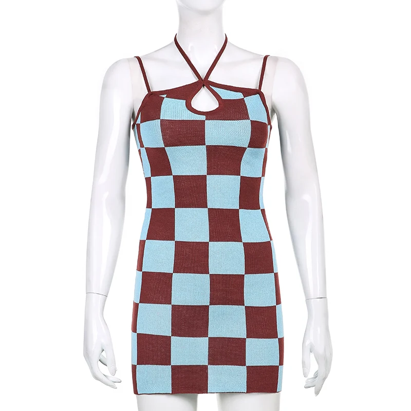 Summer Y2K Plaid Vintage Knitted Mini Dress E-girl Harajuku Women Cute Halter Sundress 90s Aesthetic Korean Style Sexy Bodycon
Summer Y2K Plaid Vintage Knitted Mini Dress E-girl Harajuku Women Cute Halter Sundress 90s Aesthetic Korean Style Sexy Bodycon