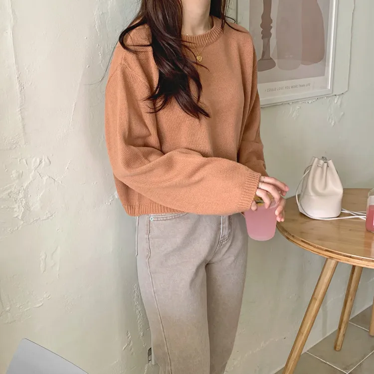 2020 Autumn Winter O-neck Knitted Sweater Pullovers Women Long Sleeve Female Casual Short Fashion Sweater Jumper Korean Style
2020 Autumn Winter O-neck Knitted Sweater Pullovers Women Long Sleeve Female Casual Short Fashion Sweater Jumper Korean Style