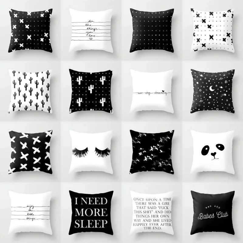 Polyester Cotton Pillowcase Black White Colour Printing Square Pillow Cases Bohemia Home Decoration Cushion Cover Elife 45*45cm
Polyester Cotton Pillowcase Black White Colour Printing Square Pillow Cases Bohemia Home Decoration Cushion Cover Elife 45*45cm