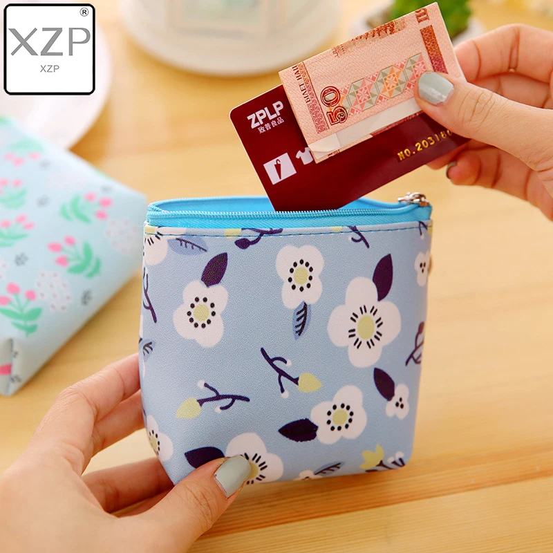 Женский кошелек для мелочи XZP с милым цветочным принтом маленький женский