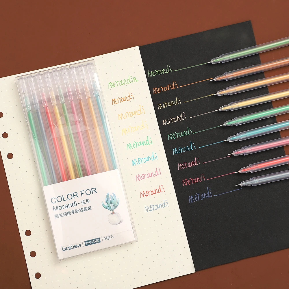 

JIANWU 9pcs/set 0.5mm Morandi Color Cute Gel Pen Kawaii journal Mark Pen For Student School Supplies Office & School Pen