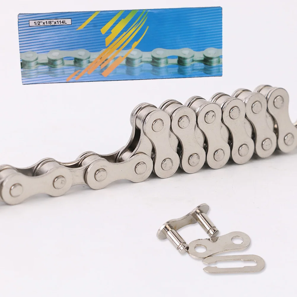 Bicycle Chain 1/2x1/8inch Single Speed High Strength Anti-rust Metal Electroplated Parts For Bike Chain Silver Accessories
Bicycle Chain 1/2x1/8inch Single Speed High Strength Anti-rust Metal Electroplated Parts For Bike Chain Silver Accessories