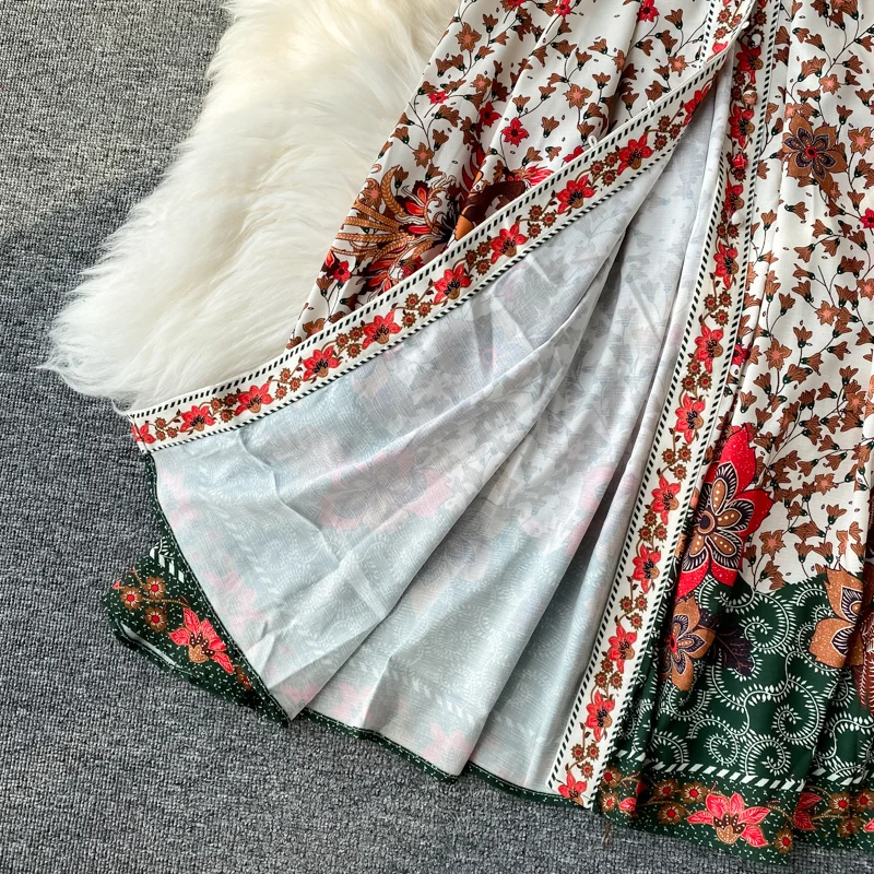 Women Dress Bohe Folk V-Neck Long Lantern Sleeve Long Dress Euro Ladies Casual Floral Printed Elegant Mid-calf Dresses
Women Dress Bohe Folk V-Neck Long Lantern Sleeve Long Dress Euro Ladies Casual Floral Printed Elegant Mid-calf Dresses