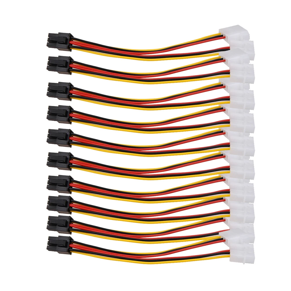 

Кабель адаптера питания PCI-E Express power 6-pin to 2-Molex 10 шт., преобразователь питания Molex(4 Pin) в PCI-E (6 Pin), разъем адаптера