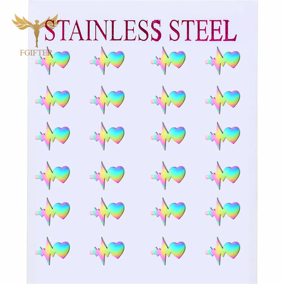 2022 New ECG Heart Earrings for Women Colorful Stainless Steel Stud Earring Couple Earrings Set Jewelry Wholesale 12 pairs
2022 New ECG Heart Earrings for Women Colorful Stainless Steel Stud Earring Couple Earrings Set Jewelry Wholesale 12 pairs