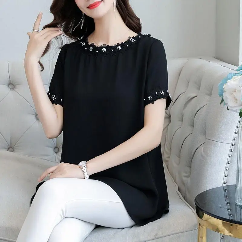 Women's Spring Summer Style Tees Women's O-Neck Short Sleeve Rivet Beads Solid Color Loose Elegant Tops SP1151
Women's Spring Summer Style Tees Women's O-Neck Short Sleeve Rivet Beads Solid Color Loose Elegant Tops SP1151