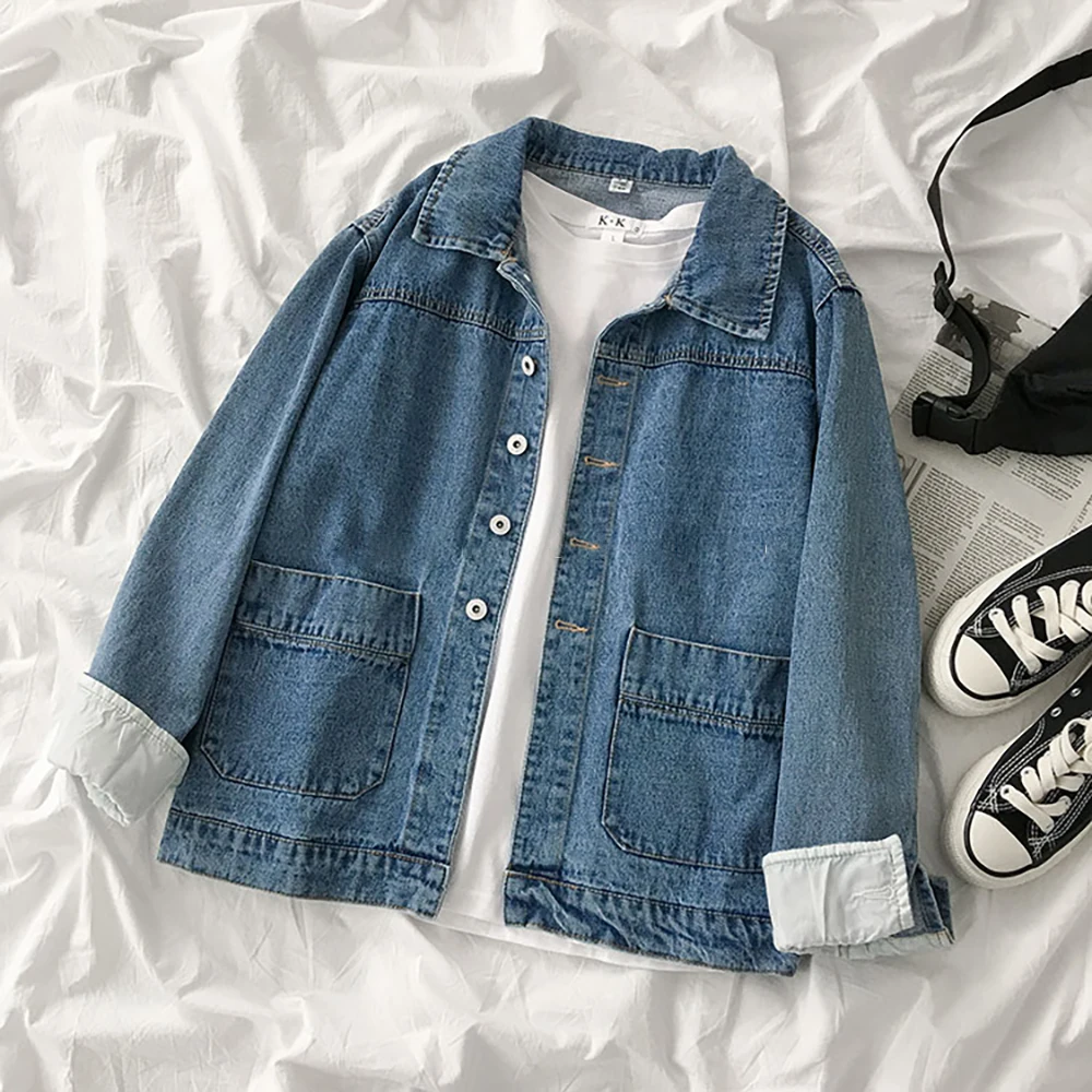 Fashion Denim Jacket Women Clothes BF Style Casual Loose Jean Coats Spring Autumn Long Sleeve Turn-down Collar Female Outerwear
Fashion Denim Jacket Women Clothes BF Style Casual Loose Jean Coats Spring Autumn Long Sleeve Turn-down Collar Female Outerwear