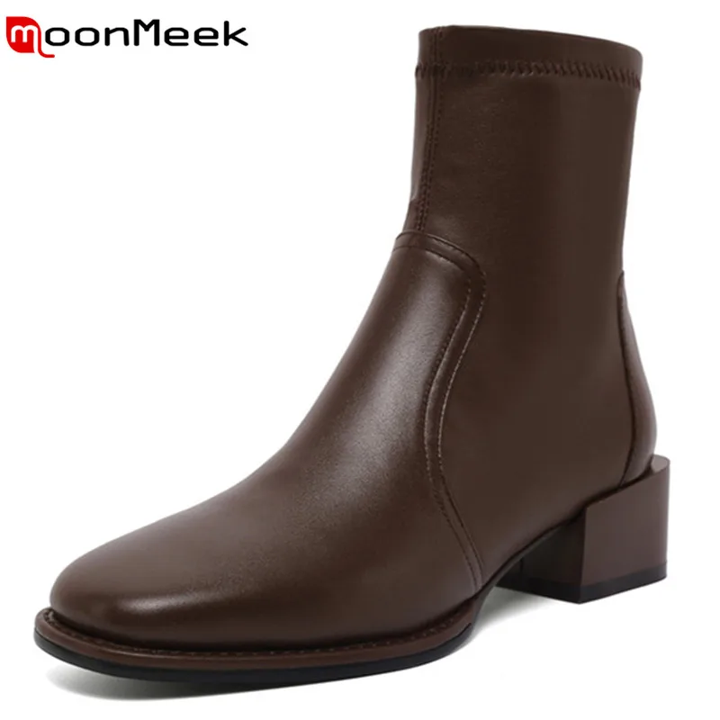 MoonMeek 2021 Ankle Boots Women Genuine Leather Shoes Pu Thick Heel Casual Shoes Solid Colors Autumn Winter Boots Women
MoonMeek 2021 Ankle Boots Women Genuine Leather Shoes Pu Thick Heel Casual Shoes Solid Colors Autumn Winter Boots Women