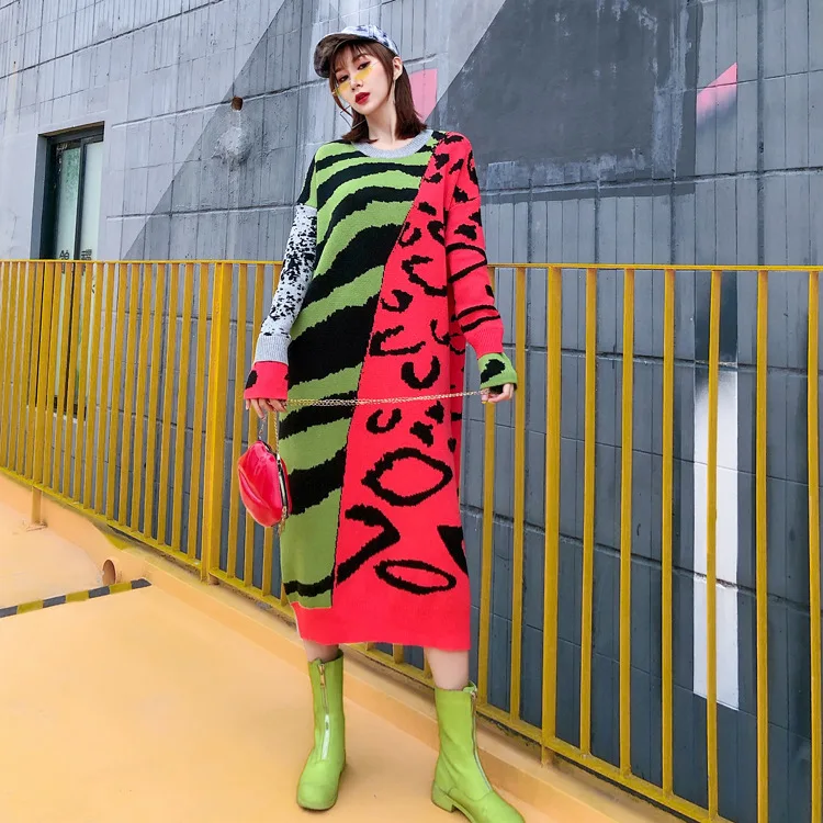 SuperAen 2021 Autumn New Plus Size Full O Neck Wool Dress Contrast Color Loose Knitted Sweater Women Pullovers
SuperAen 2021 Autumn New Plus Size Full O Neck Wool Dress Contrast Color Loose Knitted Sweater Women Pullovers