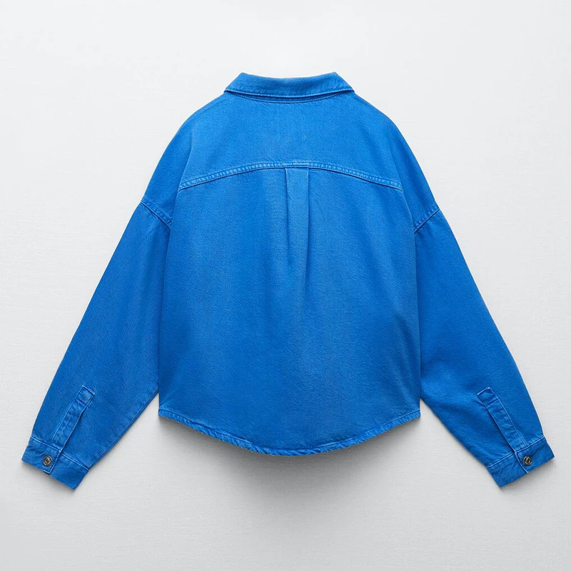 Pop Women Spring Autumn Denim Double Pocket Shirt Jacket Solid Color Lapel Casual Loose Street Jean Jackets Coat
Pop Women Spring Autumn Denim Double Pocket Shirt Jacket Solid Color Lapel Casual Loose Street Jean Jackets Coat