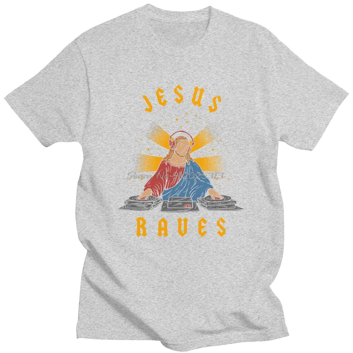 Крутая футболка DJ с изображением Иисуса рейва мужская хлопковая модная