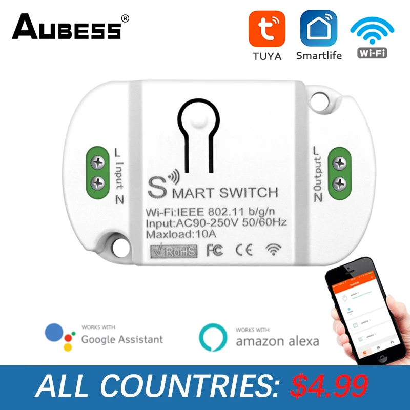 10A WiFi Smart Switch Timer DIY Wireless Switches Smart Home Automation Compatible With Tuya Alexa Google Home Automation Module
10A WiFi Smart Switch Timer DIY Wireless Switches Smart Home Automation Compatible With Tuya Alexa Google Home Automation Module