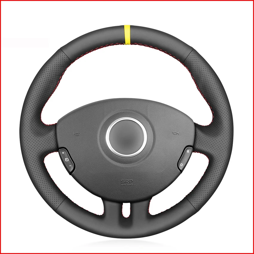 Черная искусственная кожа Чехол рулевого колеса автомобиля для Renault Clio 3 2005 2006 2007