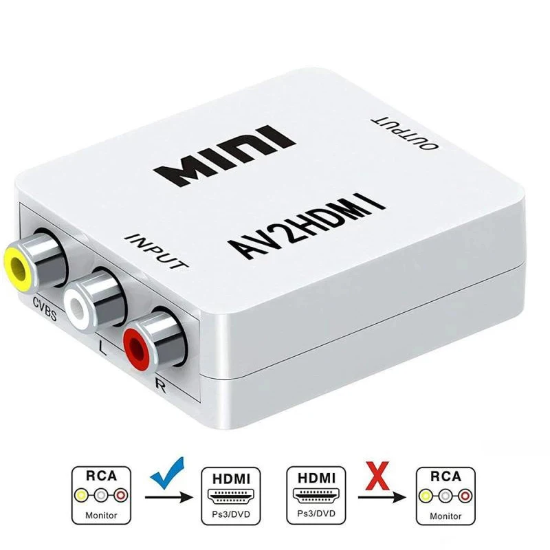 1080P RCA AV to HDMI AUdio Video Converter Adapter Full HD Composite CVBS to HDMI AV2HDMI Audio Converter
1080P RCA AV to HDMI AUdio Video Converter Adapter Full HD Composite CVBS to HDMI AV2HDMI Audio Converter
