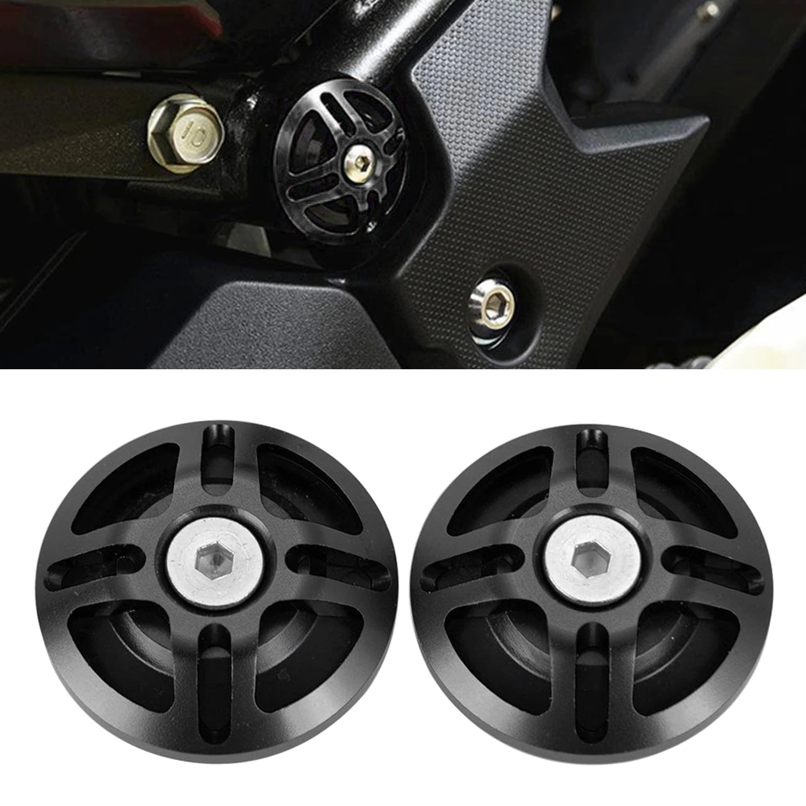 2 шт., декоративная заглушка для рамы Ninja400, из алюминиевого сплава 
2 шт., декоративная заглушка для рамы Ninja400, из алюминиевого сплава