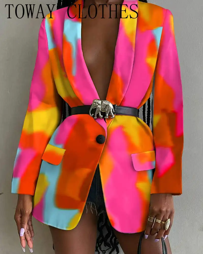 Tie Dye Shawl Collar Flap Detail Single Button Blazer Casual Elegant Abstract Graphic Work Coat
Tie Dye Shawl Collar Flap Detail Single Button Blazer Casual Elegant Abstract Graphic Work Coat