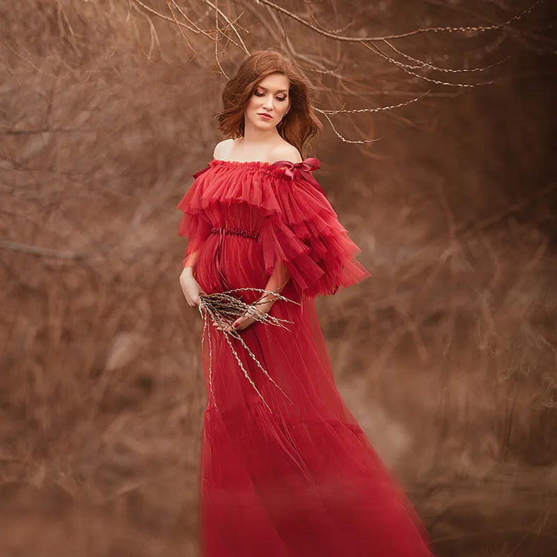 Red Maternity Dresses Off Shoulder Ruffled Pregnant Gown for Photoshoot Boudoir Lingerie Tulle Bathrobe Nightwear Babydoll Robe
Red Maternity Dresses Off Shoulder Ruffled Pregnant Gown for Photoshoot Boudoir Lingerie Tulle Bathrobe Nightwear Babydoll Robe
