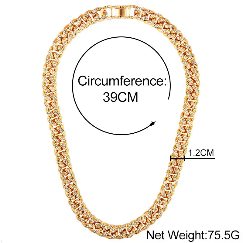 Fashion Miami Cuban Golden Link Chain Necklace For Women Ice Out Shiny Crystal Rhinestone Choker Necklaces Punk Hip Hop Jewelry
Fashion Miami Cuban Golden Link Chain Necklace For Women Ice Out Shiny Crystal Rhinestone Choker Necklaces Punk Hip Hop Jewelry