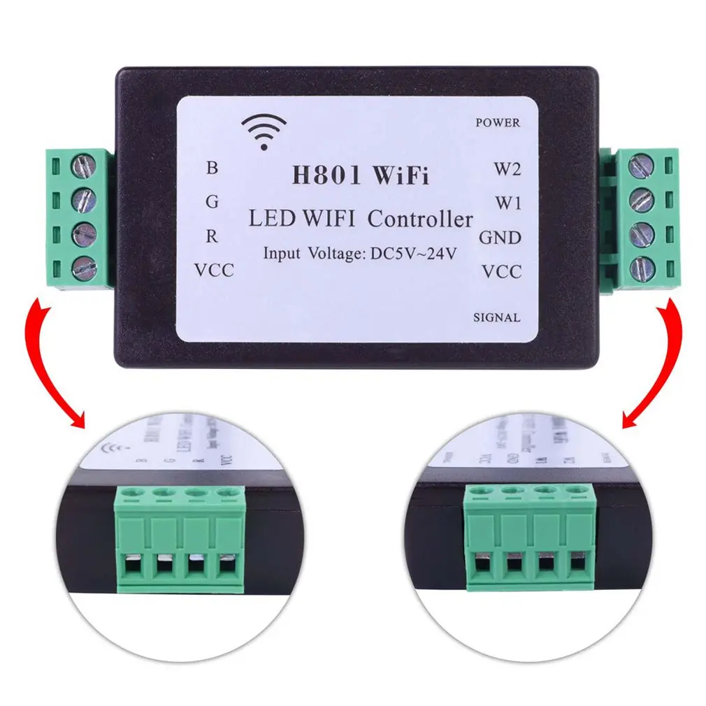 Контроллер для светодиодных лент H801 RGBW с Wi-Fi, вход 5-24 В постоянного тока, 4 канала, выход 4 а, светодиодный контроллер
Контроллер для светодиодных лент H801 RGBW с Wi-Fi, вход 5-24 В постоянного тока, 4 канала, выход 4 а, светодиодный контроллер