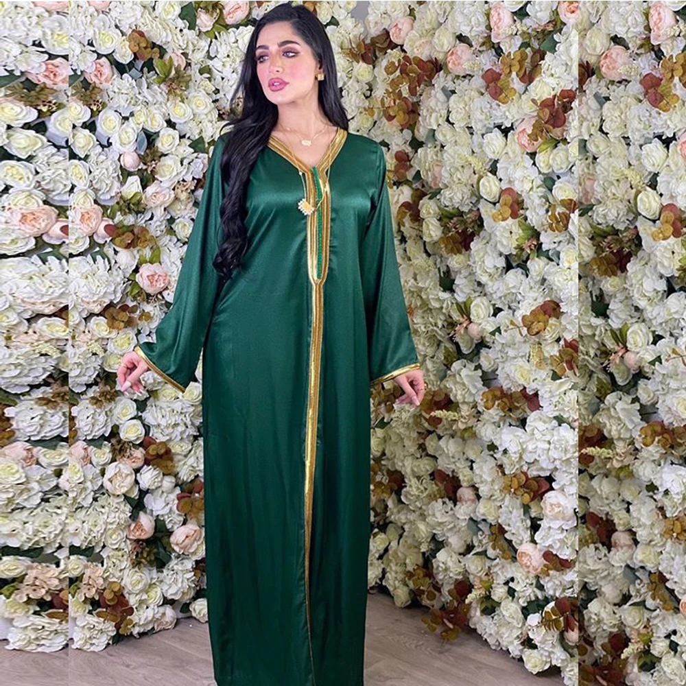 Women Green Muslim Maxi Dress India Folk Taping V Neck Turkey Arabic Ethnic Hijab 2020 Autumn abaya Loose Dress Islamic Robe
Women Green Muslim Maxi Dress India Folk Taping V Neck Turkey Arabic Ethnic Hijab 2020 Autumn abaya Loose Dress Islamic Robe