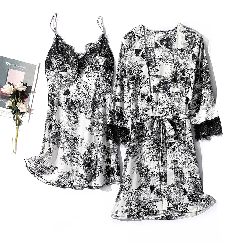 Sexy Lace Short 2PCS Kimono Robe Set Women Casual Intimate Lingerie Print Flower Home Clothing Long Sleeve Bathrobe Gown
Sexy Lace Short 2PCS Kimono Robe Set Women Casual Intimate Lingerie Print Flower Home Clothing Long Sleeve Bathrobe Gown
