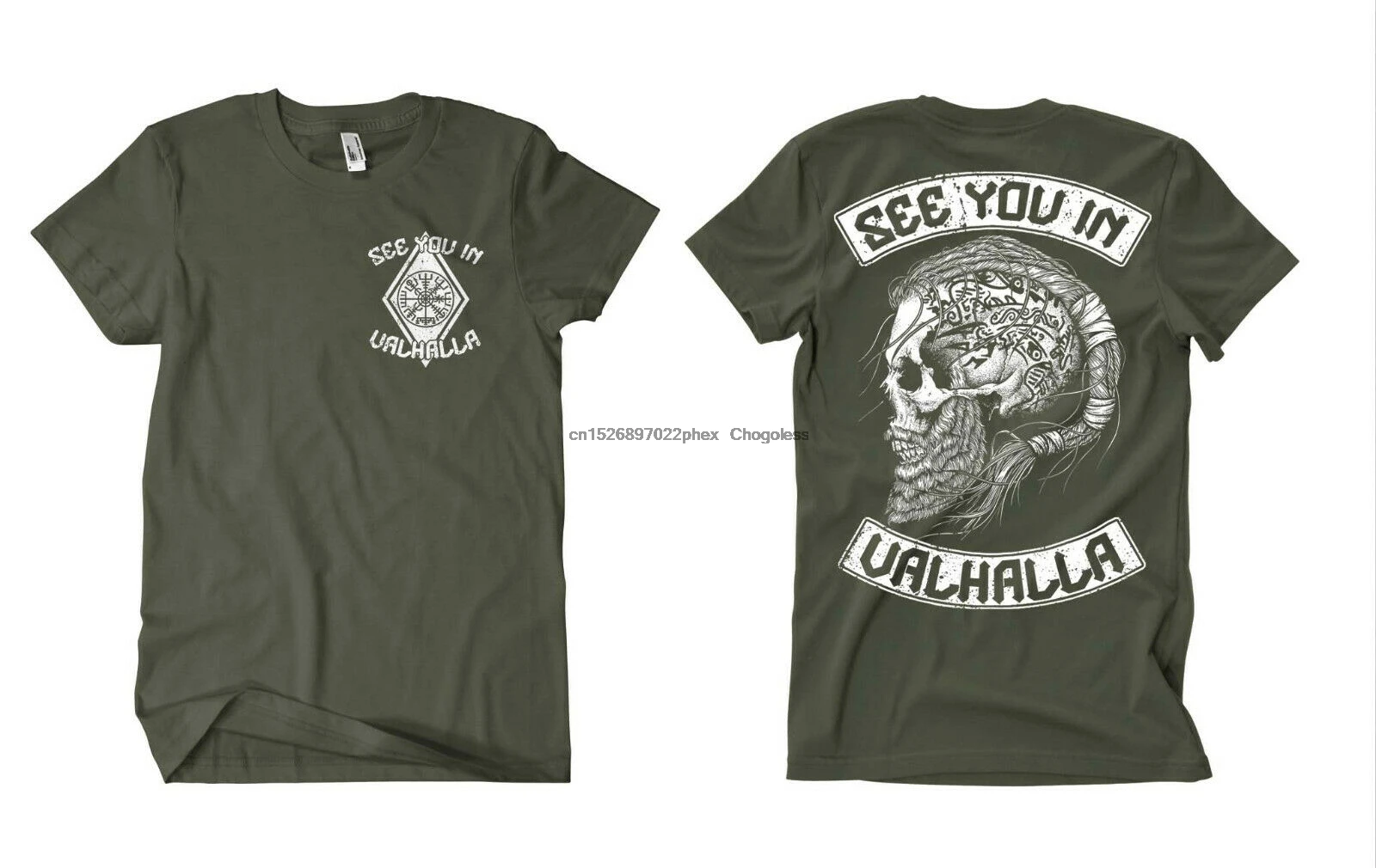 До встречи в футболка VALHALLA году оливковый волк Odin Berserker Vikings Walhalla Ra|Мужские