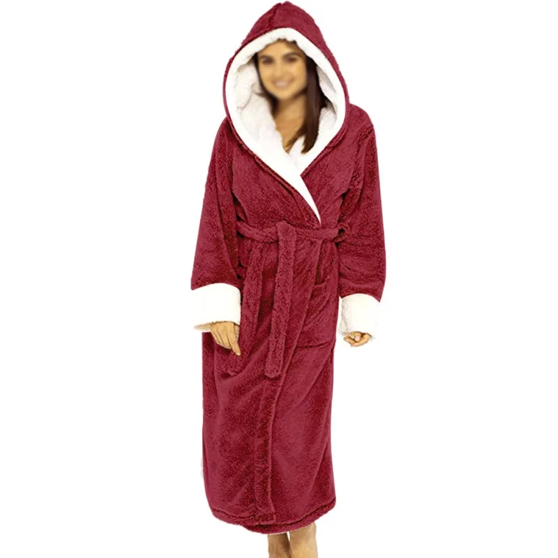 Hot Sale Fashion Women Long Belt Solid Color Bathrobe Velvet Hooded Bathrobe Casual Nightgown
Hot Sale Fashion Women Long Belt Solid Color Bathrobe Velvet Hooded Bathrobe Casual Nightgown