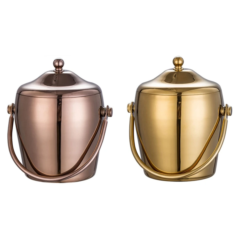 2 Pcs KTV Bar Utensils Ice Bucket, Double Layers Stainless Steel Ice Bucket, Wine Beer Ice Bucket, Golden & Rose Gold
2 Pcs KTV Bar Utensils Ice Bucket, Double Layers Stainless Steel Ice Bucket, Wine Beer Ice Bucket, Golden & Rose Gold