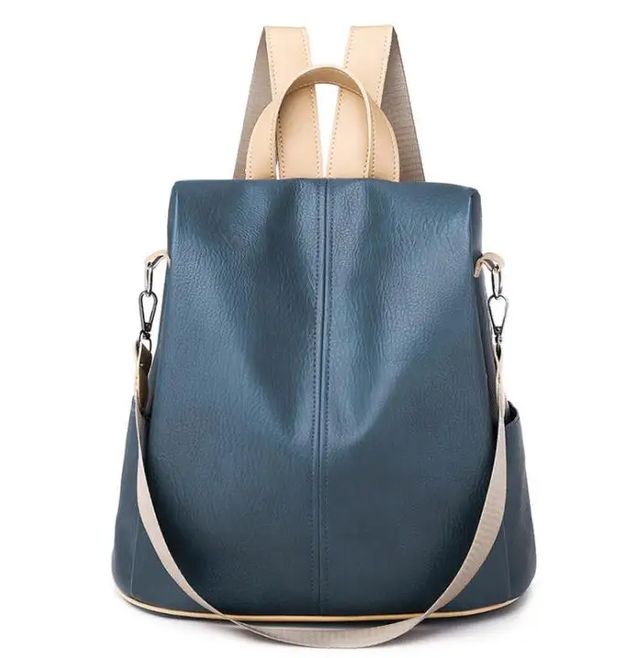 

Khamezoa Female bag 2021 new edition pu blue black fashionable ladies' bag independent stand backpack bag girl women hot bag
