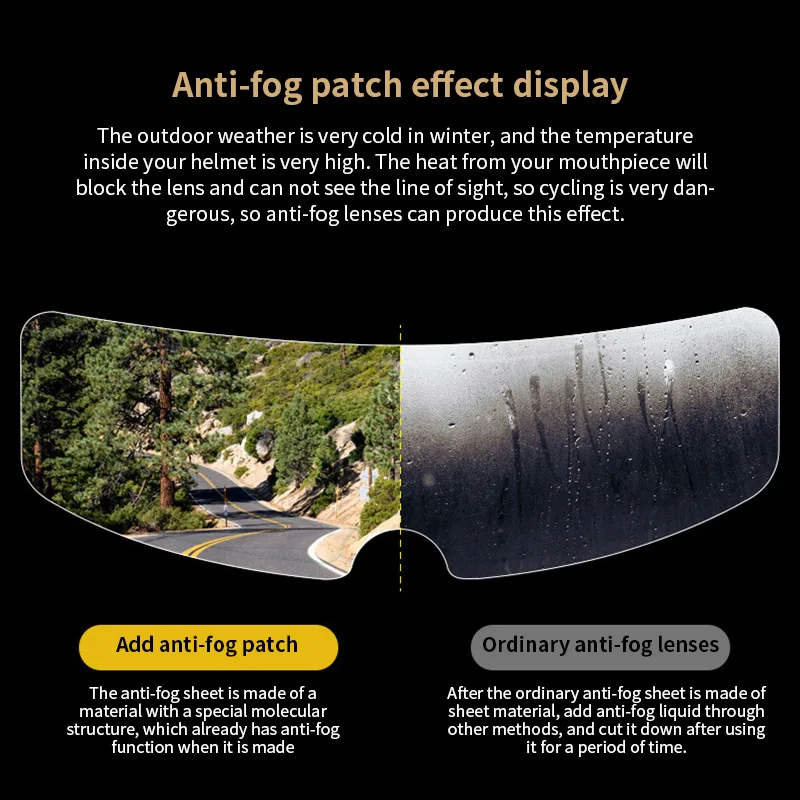 Helmet Clear Anti-Fog Patch Film Universal Motorcycle Helmet Lens Fog Resistant Films Protective Film for Against UV Rain
Helmet Clear Anti-Fog Patch Film Universal Motorcycle Helmet Lens Fog Resistant Films Protective Film for Against UV Rain