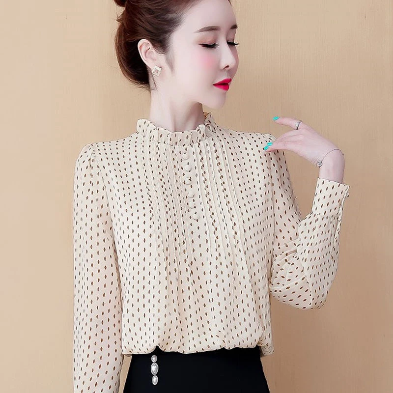 Spring Autumn Style Chiffon Blouses Shirts Lady Casual Long Sleeve O-Neck Polka Dot Printed Chiffon Blusas Tops Women
Spring Autumn Style Chiffon Blouses Shirts Lady Casual Long Sleeve O-Neck Polka Dot Printed Chiffon Blusas Tops Women