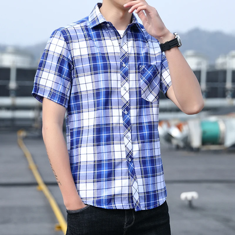 Men Summer Plaid Shirt Casual Slim Fit Shirt Fashion Streetwear Short Sleeve Blouse Top Male Youth Classic Camisas Para Hombre
Men Summer Plaid Shirt Casual Slim Fit Shirt Fashion Streetwear Short Sleeve Blouse Top Male Youth Classic Camisas Para Hombre