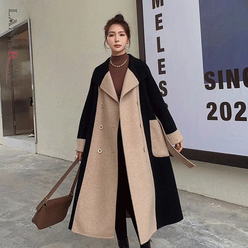 LANMREM осень и зима 2022 Новое корейское свободное шерстяное пальто контрастный цвет двубортное пальто Женская мода 2C697 
LANMREM осень и зима 2022 Новое корейское свободное шерстяное пальто контрастный цвет двубортное пальто Женская мода 2C697