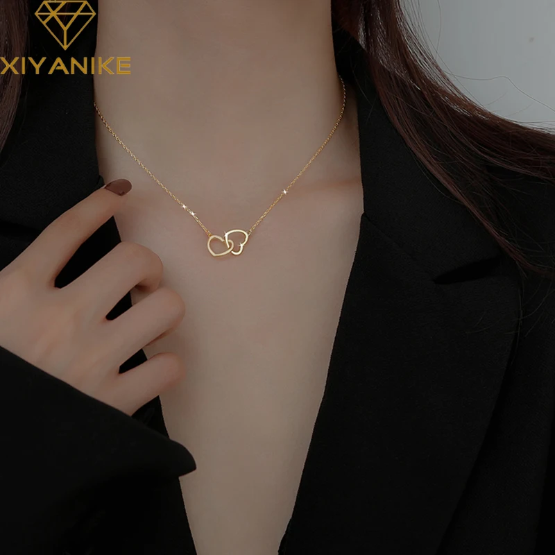 Goldria 925 Sterling Silver New Love Double Heart-shaped Connected Hollow Pendant Necklace Light Luxury Female Clavicle Chain
Goldria 925 Sterling Silver New Love Double Heart-shaped Connected Hollow Pendant Necklace Light Luxury Female Clavicle Chain