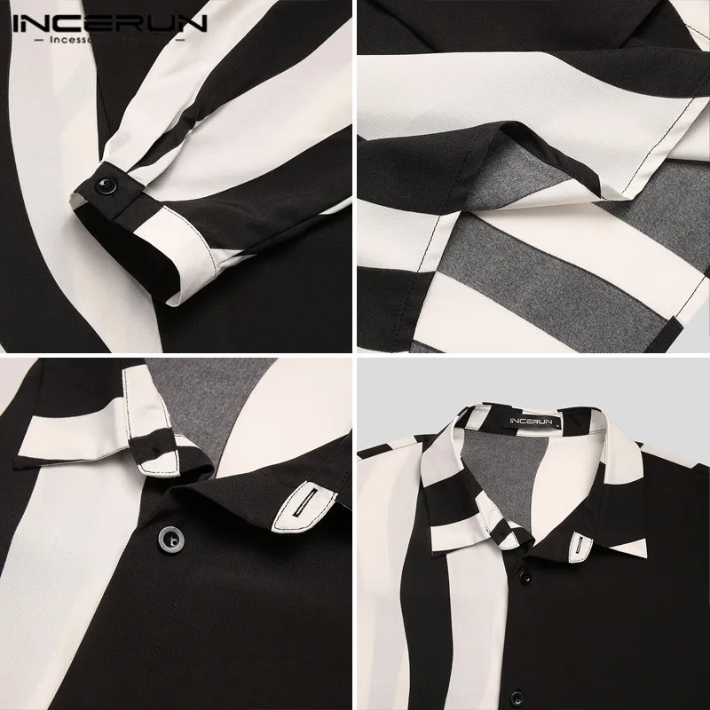 INCERUN Men Fashion Patchwork Shirts Long Sleeve Lapel Neck Chemise Irregular Buttons Blusas Man Stripes Casual Shirts Plus Size
INCERUN Men Fashion Patchwork Shirts Long Sleeve Lapel Neck Chemise Irregular Buttons Blusas Man Stripes Casual Shirts Plus Size