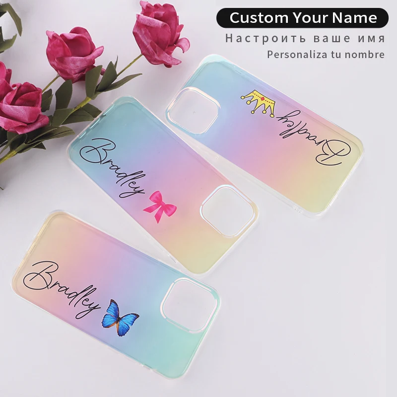 Personalized Custom Your Name Phone Case For iPhone 13 12 11Pro Max Mini X XS XR 7 8Plus Gradient Transparent IMD Apple Cover 
Personalized Custom Your Name Phone Case For iPhone 13 12 11Pro Max Mini X XS XR 7 8Plus Gradient Transparent IMD Apple Cover
