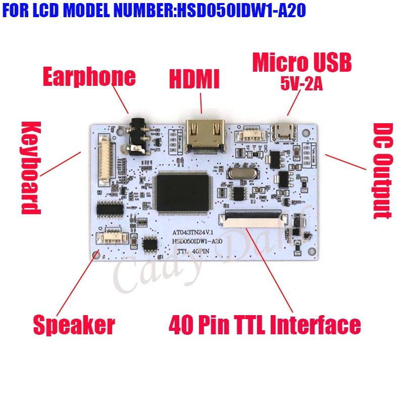 Плата драйвера контроллера ЖК дисплея HDMI для Raspberry Pi 3 4 5 "HSD050IDW1 A20 800X480 40