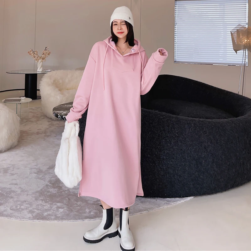 Женское винтажное платье-свитер с капюшоном, повседневное элегантное облегающее платье макси розового цвета с длинным рукавом, осень 2021
Женское винтажное платье-свитер с капюшоном, повседневное элегантное облегающее платье макси розового цвета с длинным рукавом, осень 2021