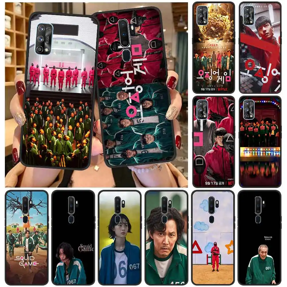 

TV Show Squid Game Luxury Fundas For Realme C3 6 7 8 Pro C21 Case Phone Cover Black For Oppo A53 A52 A9 2020 Soft TPU Bag Shell