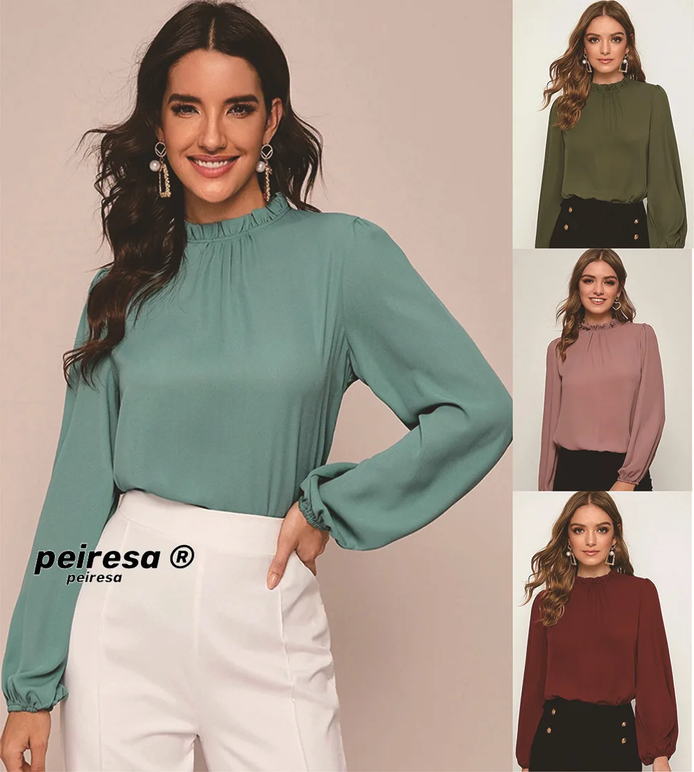 Peiresa- Woman Tshirts Tops for Women Full Sleeves Solid Ruffles Chiffon Puff Sleeve Fashion Tops Spring/Autumn Womens Clothing
Peiresa- Woman Tshirts Tops for Women Full Sleeves Solid Ruffles Chiffon Puff Sleeve Fashion Tops Spring/Autumn Womens Clothing