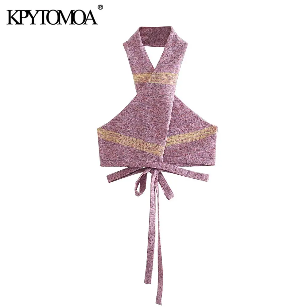 KPYTOMOA Women 2021 Fashion With Tied Y2K Cropped Knit Tank Tops Vintage Halter Neck Backless Female Camis Mujer
KPYTOMOA Women 2021 Fashion With Tied Y2K Cropped Knit Tank Tops Vintage Halter Neck Backless Female Camis Mujer