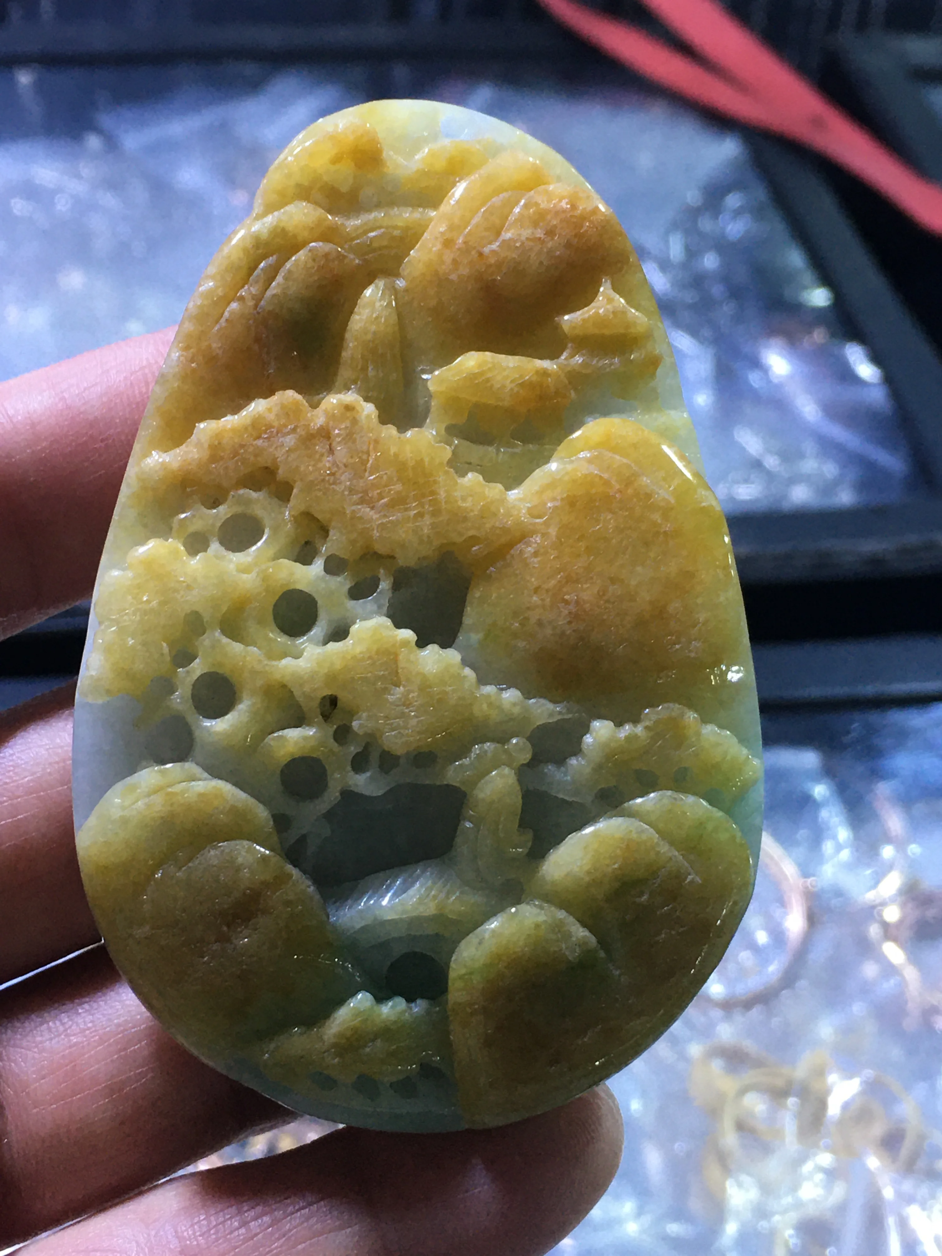 Natural Myanmar jade A HandCarved landscape jadeite yellow violet jade pendant jade necklace pendants jewelry jade necklaces
Natural Myanmar jade A HandCarved landscape jadeite yellow violet jade pendant jade necklace pendants jewelry jade necklaces