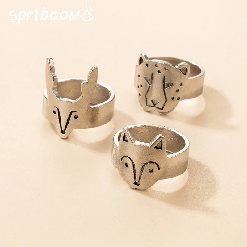 3Pcs Animals Head Silver Rings for Women Men Statement Punk Leopard Fox Faces Cute Cool Finger Ring Set Goth Jewelry Accessories
3Pcs Animals Head Silver Rings for Women Men Statement Punk Leopard Fox Faces Cute Cool Finger Ring Set Goth Jewelry Accessories