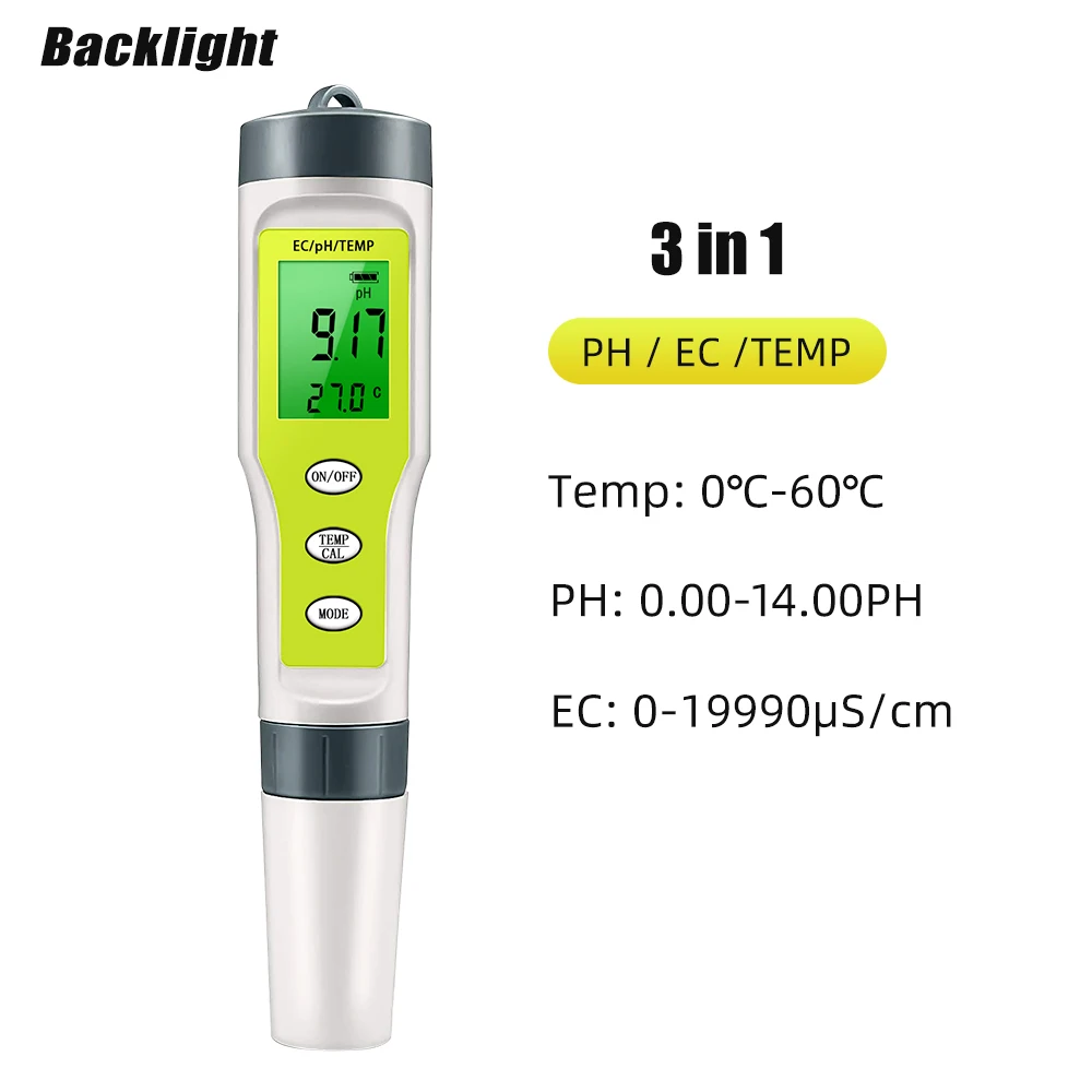 Цифровой измеритель PH TDS/EC/PH/температуры 4 в 1/3 1 тестер качества воды для бассейнов