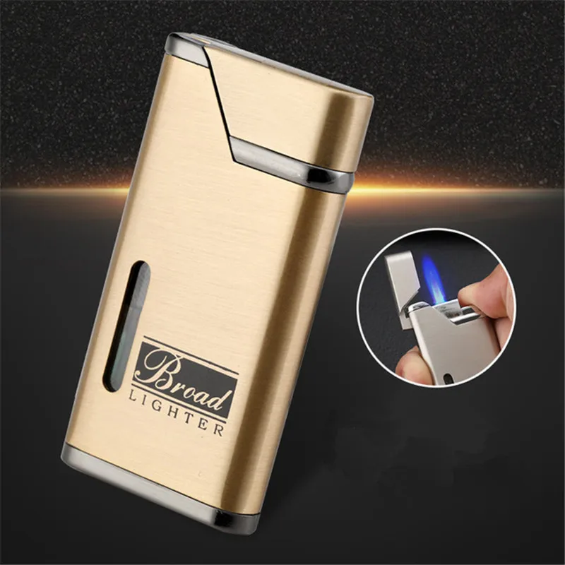 

Turbo Jet Metal Lighter Windproof Butane Inflated Gasoline Cigarette Cigar with Visible Gas Window Torch Lighters Smoking