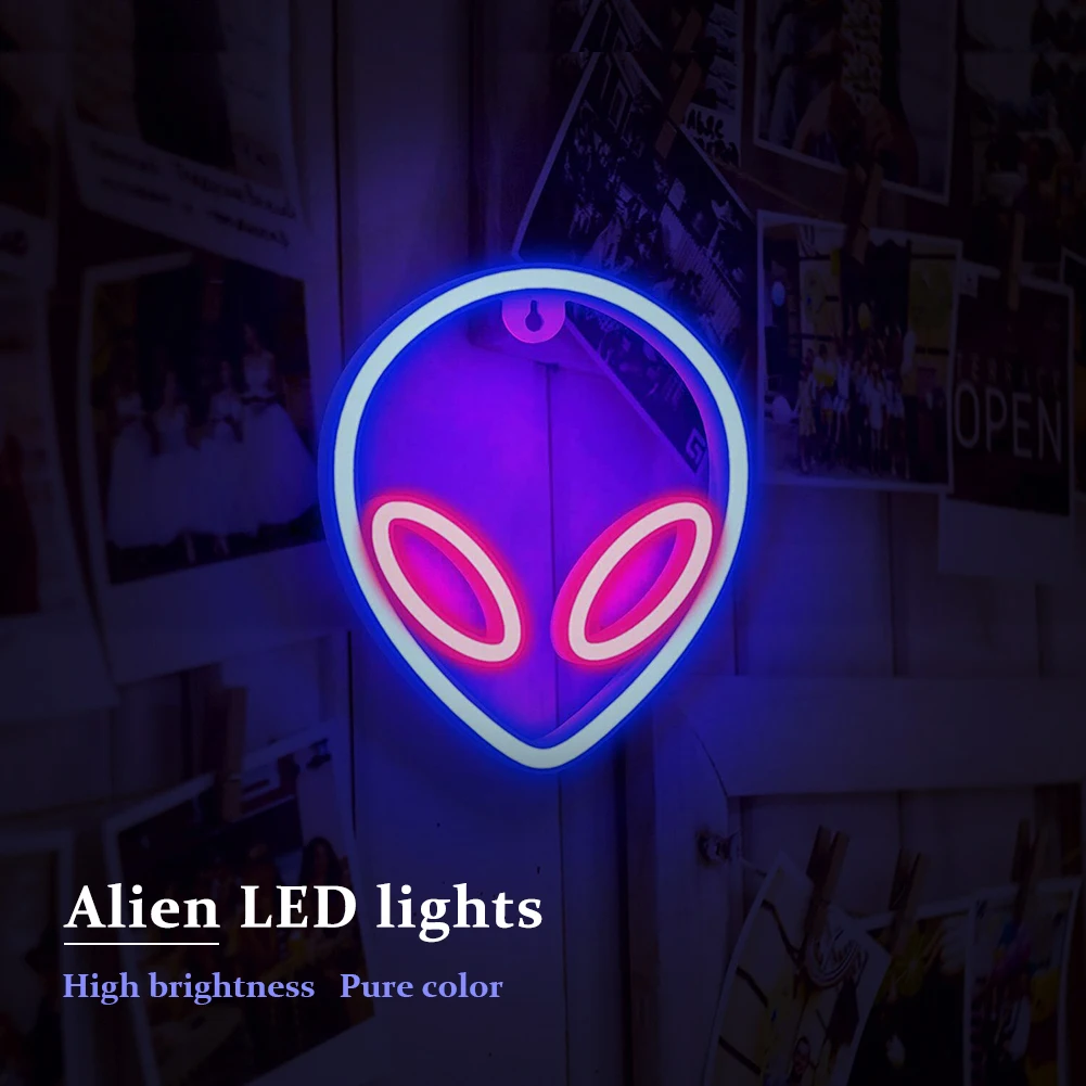 LED Alien Neon Lights USB/Battery Operated Wall Hanging Neon Sign Home Decoration Wall Art Bedroom Decor Party Decoration
LED Alien Neon Lights USB/Battery Operated Wall Hanging Neon Sign Home Decoration Wall Art Bedroom Decor Party Decoration